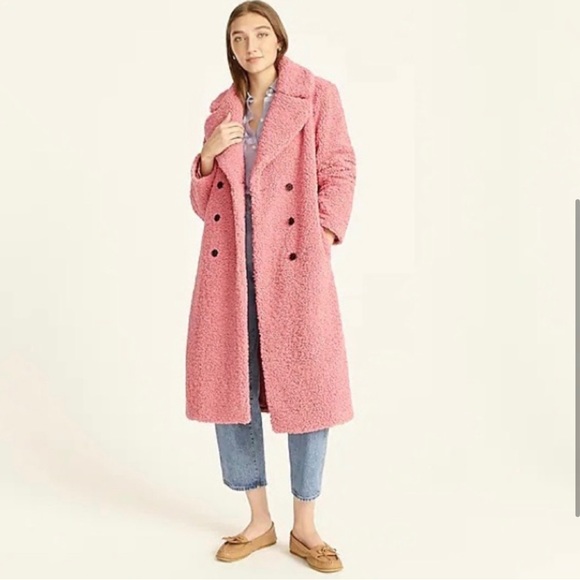 J.Crew pink teddy coat